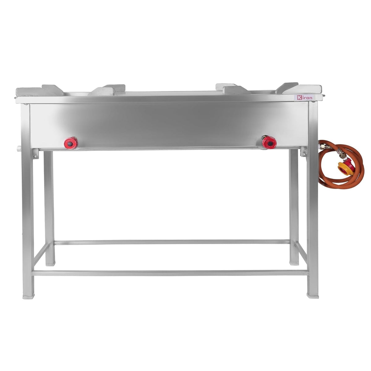 Kiran Enterprise Commercial 2 burner Gas bhatti with Fitted with Brass Nut Hose Pipe, High Pressure Regulator and valve