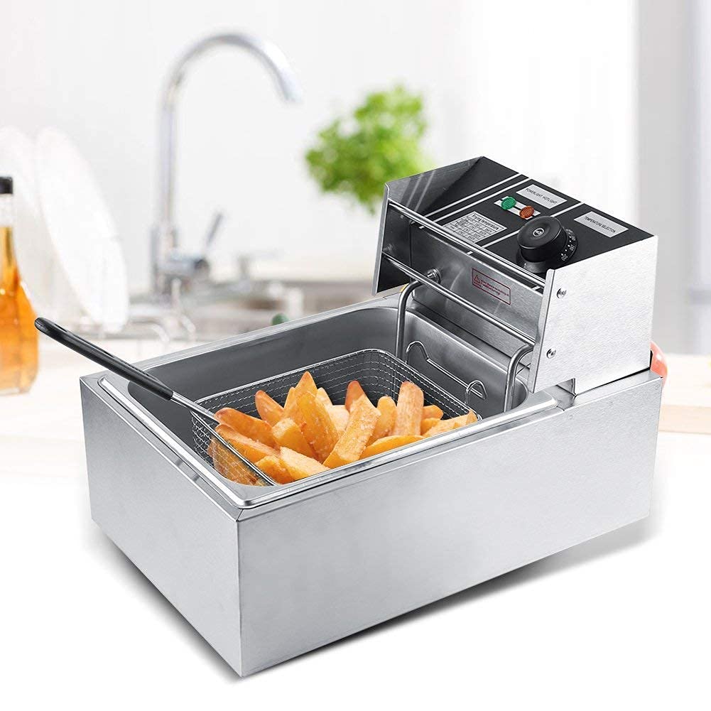 KIRAN ENTERPRISES 6 Litre Electric Deep Fryer Machine with Copper Heater & Temperature Control
