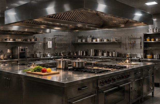 A completed commercial kitchen project