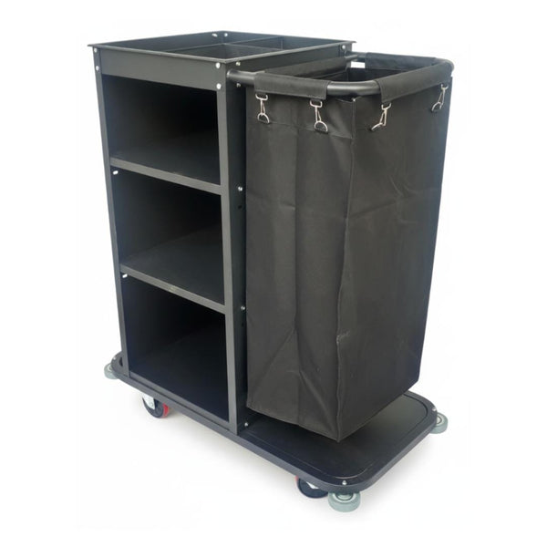 MS Black Housekeeping Trolley - Half Size with One Sided Plain Bag