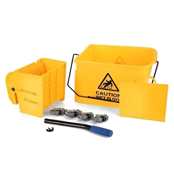 MS Handle Single Bucket Mop Wringer Trolley-20L | Virgin Plastic Body