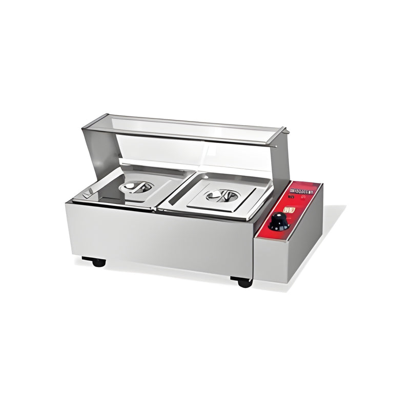 Electric Bain Marie with Glass-2 Compartments (2 GN Pans of 1/2 100mm~5.5L/Pan )