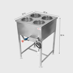 Kiran Stainless Steel 4-Pot Electric Bain Marie / Hot Case for Commercial Kitchen