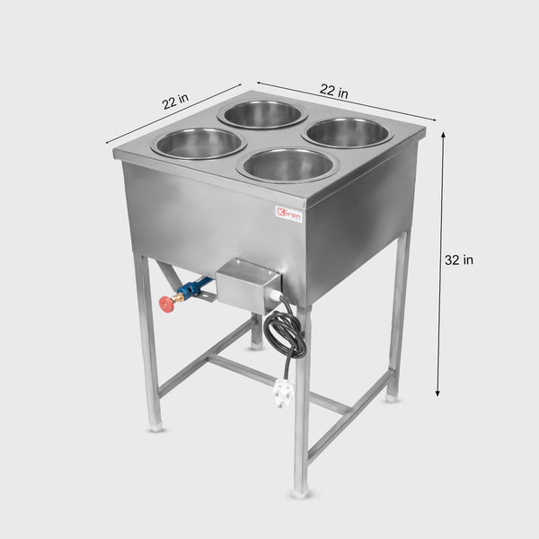 Kiran Stainless Steel 4-Pot Electric Bain Marie / Hot Case for Commercial Kitchen
