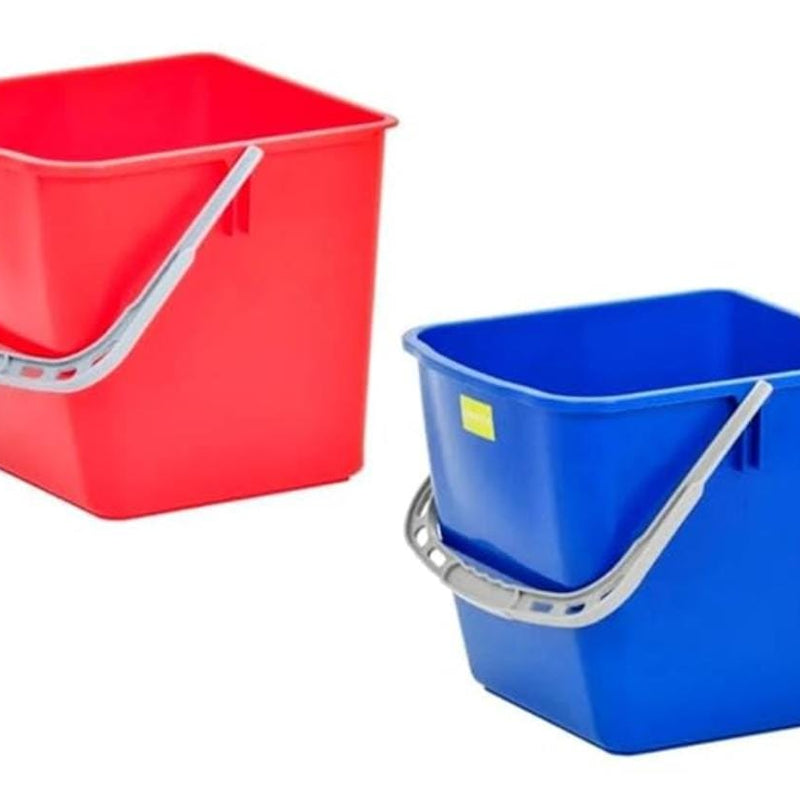 MS Handle Double Bucket Mop Wringer Trolley - 17L + 17L | Virgin Plastic Body