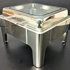 Chafing Dish Square 6L with Hydraulic Soft Close &  Gel Based Heating - SS PLAIN