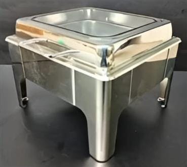 Chafing Dish Square 6L with Hydraulic Soft Close &  Gel Based Heating - SS PLAIN