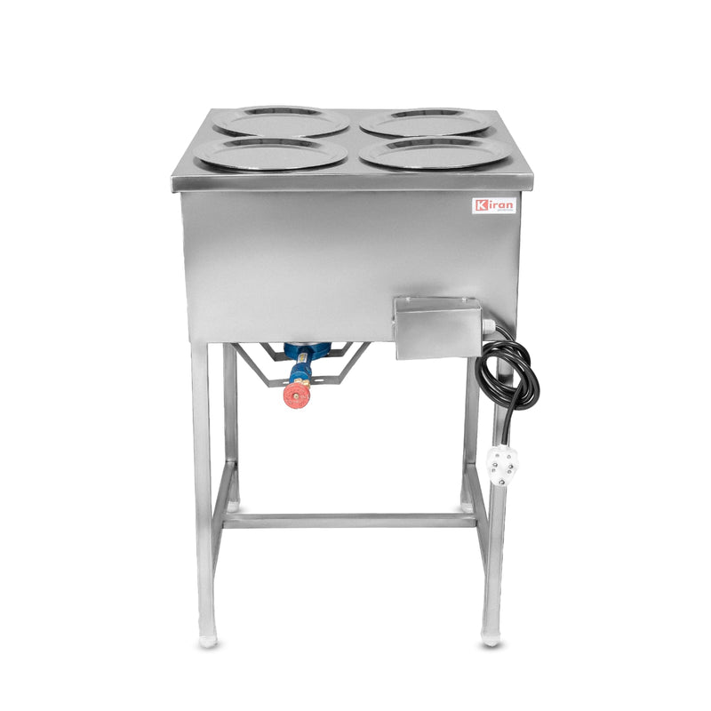 Kiran Stainless Steel 4-Pot Electric Bain Marie / Hot Case for Commercial Kitchen