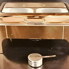 Chafing Dish Rectangle 9L with Transparent Roof Top , Hydraulic Soft Close & Gel Based Heating - ROSE GOLD
