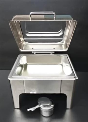 Chafing Dish Square 6L with Hydraulic Soft Close &  Gel Based Heating - SS PLAIN