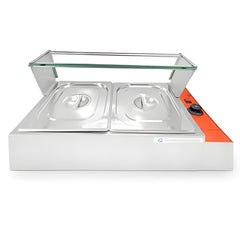 Electric Bain Marie with Glass-2 Compartments (2 GN Pans of 1/2 100mm~5.5L/Pan )