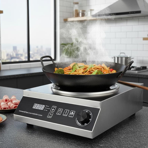 Kiran Full SS Induction | 3500 W | Square | Wok Base | Switch + Knob Model