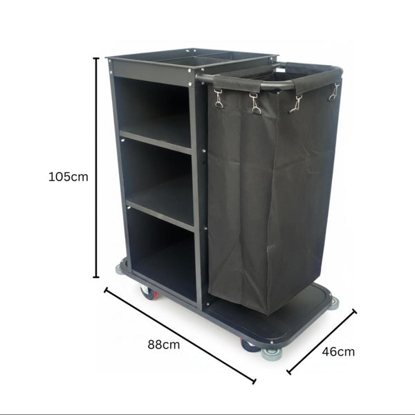 MS Black Housekeeping Trolley - Half Size with One Sided Plain Bag