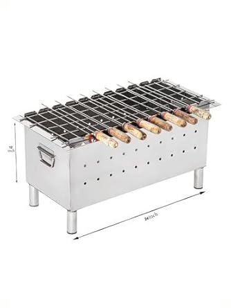 KIRAN ENTERPRISES Charcoal Barbecue Grill Dual Stainless Steel Body, Free Standing