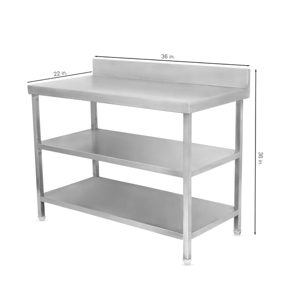 Stainless Steel Working Table / Cutting Table / Service Table / Preparation Table with 2 Under shelves