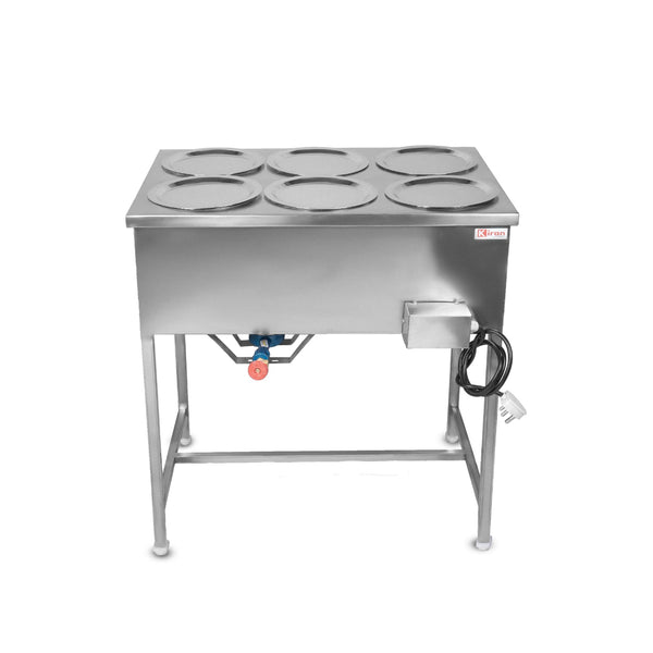 Kiran Stainless Steel 6-Pot Electric Bain Marie / Hot Case for Commercial Kitchen