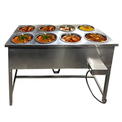 Kiran Stainless Steel 8-Pot Electric Bain Marie / Hot Case for Commercial Kitchen