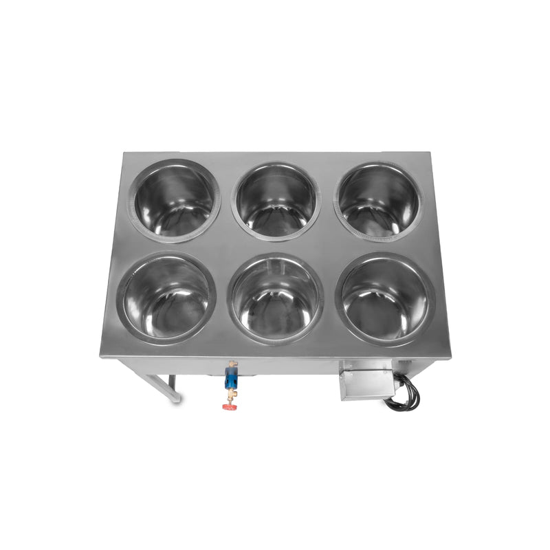Kiran Stainless Steel 6-Pot Electric Bain Marie / Hot Case for Commercial Kitchen