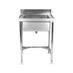 Stainless steel single-bowl commercial utility sink with a freestanding stand