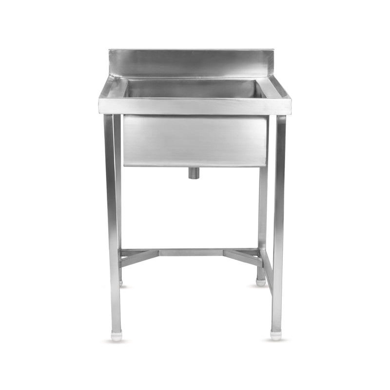 Stainless steel single-bowl commercial utility sink with a freestanding stand