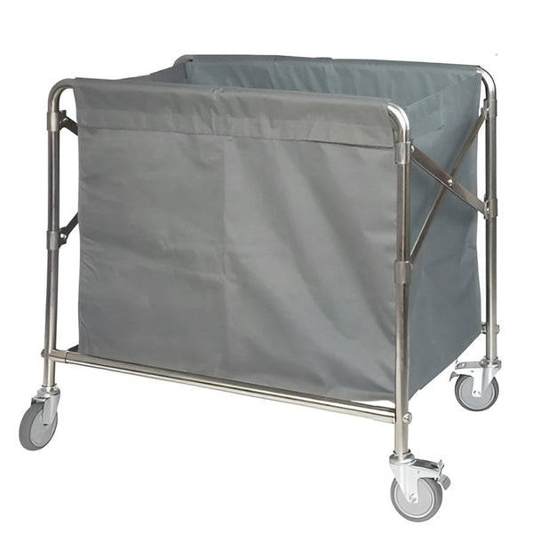SS Collapsible & Foldable Rectangle Laundry Trolley with Linen Bag