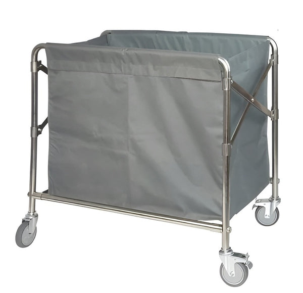 SS Collapsible & Foldable Rectangle Laundry Trolley with Linen Bag