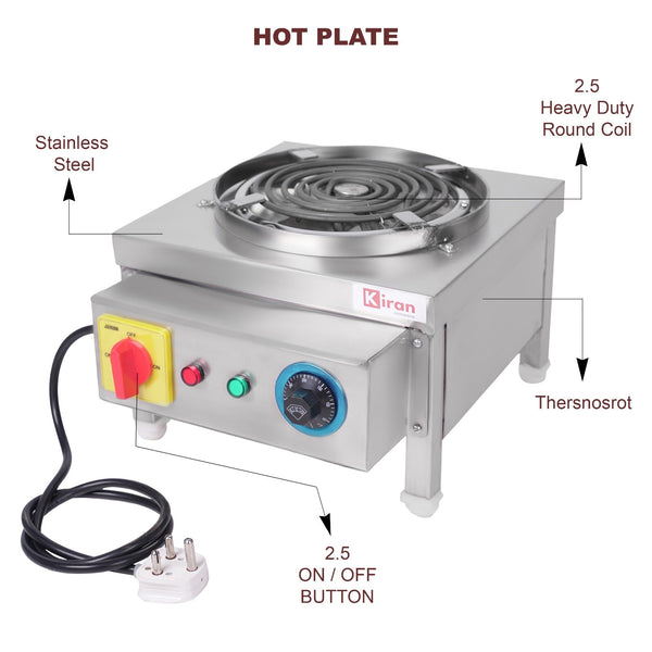 kiran G-Coil Hot Plate/ Electric stove- 2500 Watt Induction Cooktop  (Silver, Push Button)