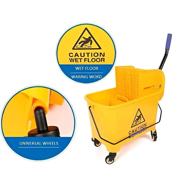 MS Handle Single Bucket Mop Wringer Trolley-20L | Virgin Plastic Body