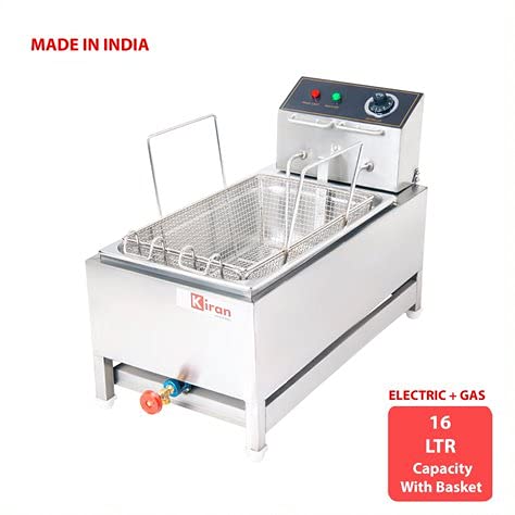 Kiran Enterprise 16 Liter Deep Fryer Vertical - Electric and Gas with Basket 16 L Electric & Gas  Deep Fryer