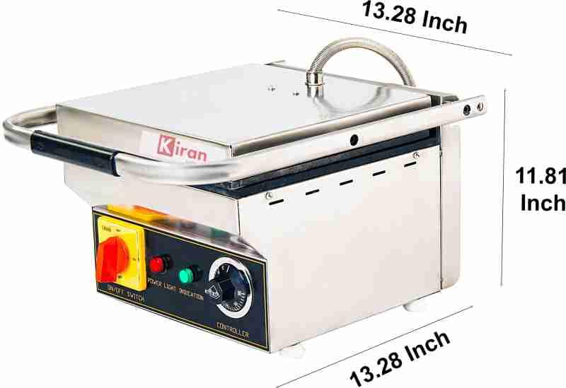 KIRAN ENTERPRISES Premium Range 2 Step 4 Slice Sandwich Griller For Hotels And Restaurants, 2500 Watts, White