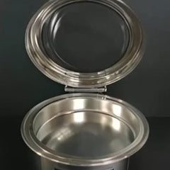Chafing Dish Round 6L with Hydraulic Soft Close. Inbuilt Heater & Digital Temperature Controller - SS PLAIN