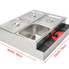 Electric Bain Marie without Glass - 4 Compartments ( 4 GN Pans of 1/2 150mm ~8.5L/Pan )