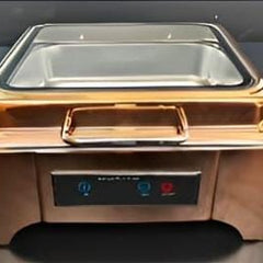 Chafing Dish Square  6L with Hydraulic Soft Close , INBUILT HEATER & DIGITAL TEMPERATURE CONTROLLER - FULL ROSE GOLD