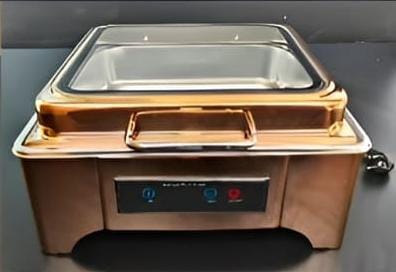 Chafing Dish Square  6L with Hydraulic Soft Close , INBUILT HEATER & DIGITAL TEMPERATURE CONTROLLER - FULL ROSE GOLD