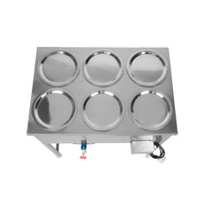 Kiran Stainless Steel 6-Pot Electric Bain Marie / Hot Case for Commercial Kitchen