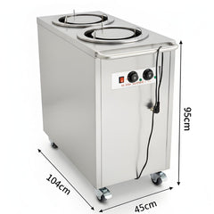Electric Square Shaped SS Plate Warmer with Temp Controller & Wheel Lock Function - Double (Capacity: 100 plates/batch | Max Plate Size: 30.5cm Diameter)