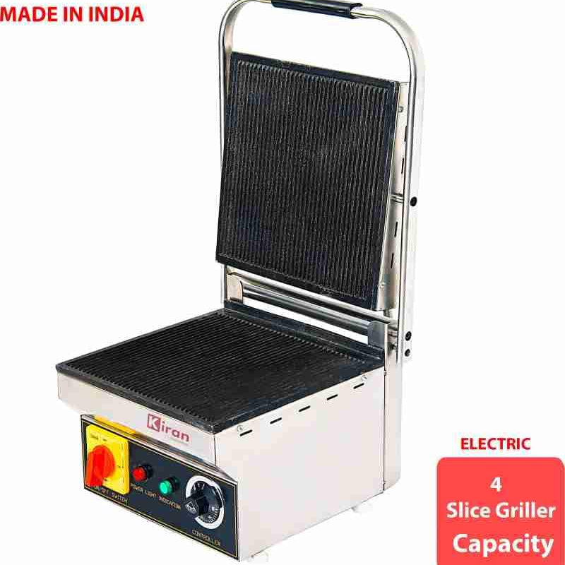 KIRAN ENTERPRISES Premium Range 2 Step 4 Slice Sandwich Griller For Hotels And Restaurants, 2500 Watts, White