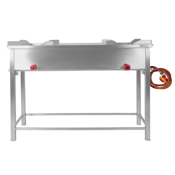 Kiran Enterprise Commercial 2 burner Gas bhatti with Fitted with Brass Nut Hose Pipe, High Pressure Regulator and valve