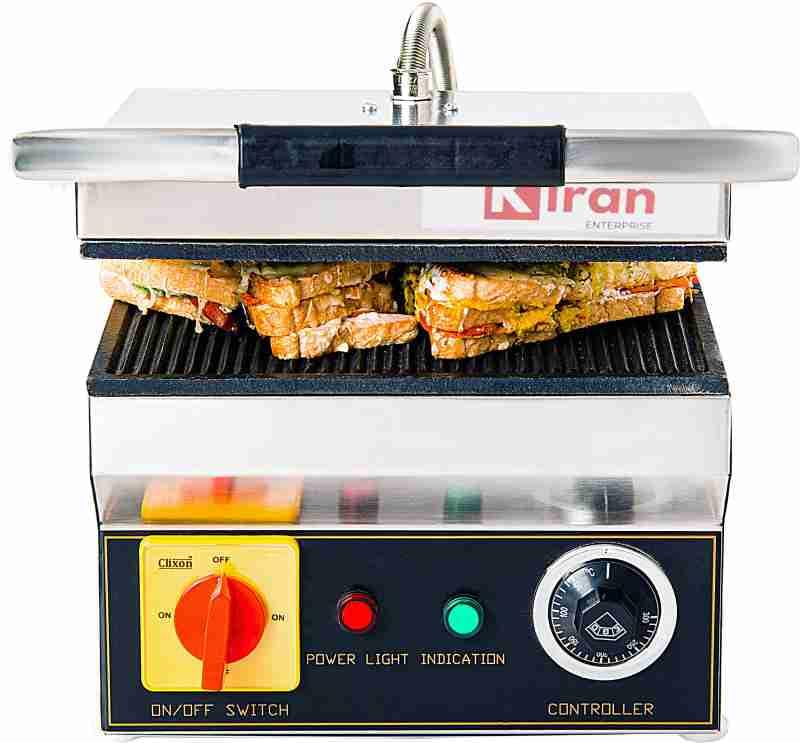 KIRAN ENTERPRISES Premium Range 2 Step 4 Slice Sandwich Griller For Hotels And Restaurants, 2500 Watts, White