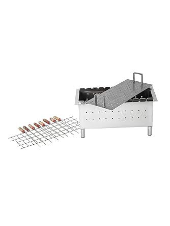KIRAN ENTERPRISES Charcoal Barbecue Grill Dual Stainless Steel Body, Free Standing