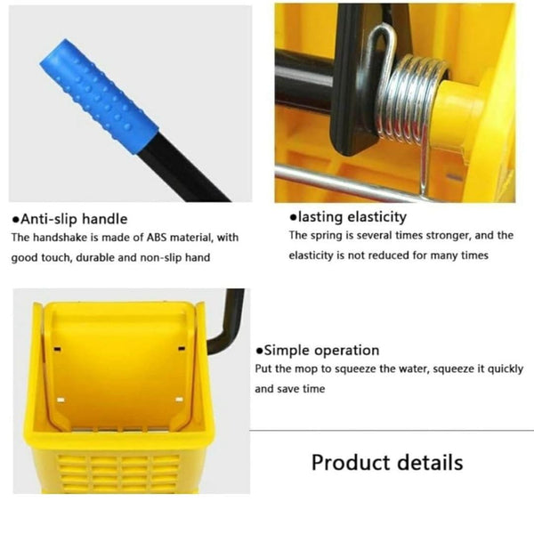 MS Handle Double Bucket Mop Wringer Trolley - 17L + 17L | Virgin Plastic Body