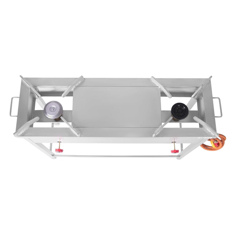 Kiran Enterprise Commercial 2 burner Gas bhatti with Fitted with Brass Nut Hose Pipe, High Pressure Regulator and valve