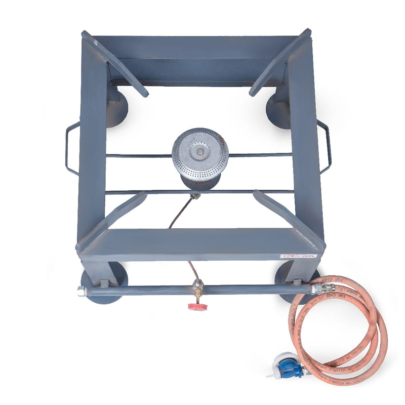 Kiran MS Gas Stove / Bhatti with Brass nut hose pipe , and value Stainless Steel Manual Gas Stove( 1 Burners )