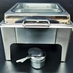 Chafing Dish Square 6L with Hydraulic Soft Close &  Gel Based Heating - SS PLAIN