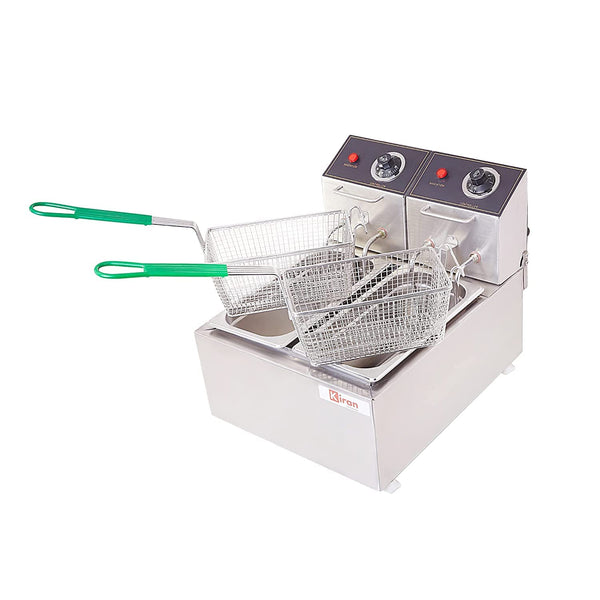 Kiran Enterprise Stainless Steel Electric 5+5 Double Pan Deep Fryer for Restaurant and  Kitchen and commercial Use