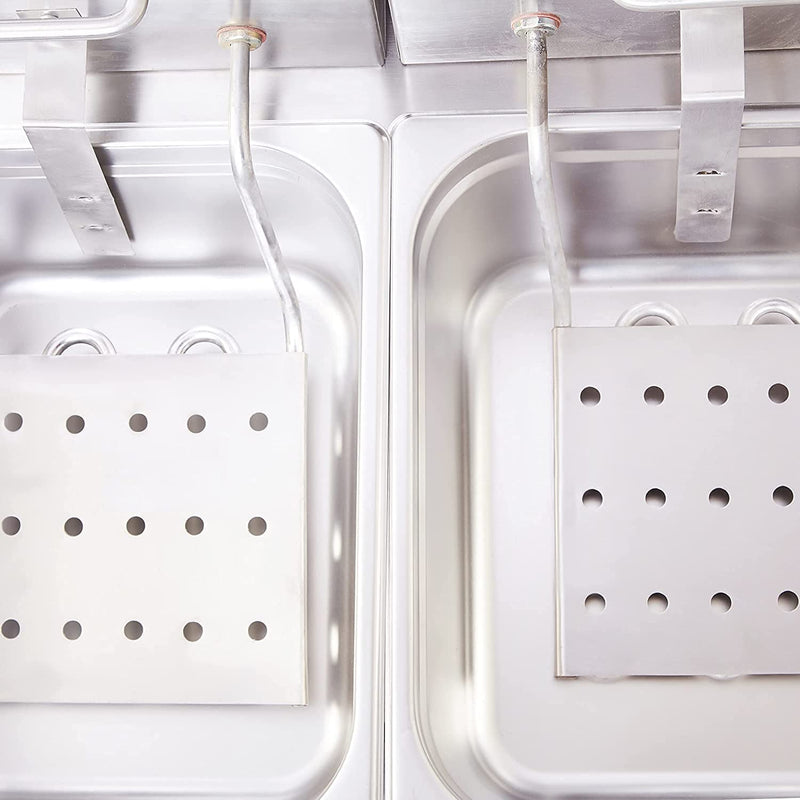 Kiran Enterprise Stainless Steel Electric 8 Liter Double Pan Deep Fryer with Detachable Leg for Restaurant and Kitchen and commercial Use