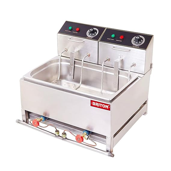 Electric & Gas 12+12 Liter Capacity Deep Fryer For Bulk Frying for Restaurant and Kitchen and commercial Use