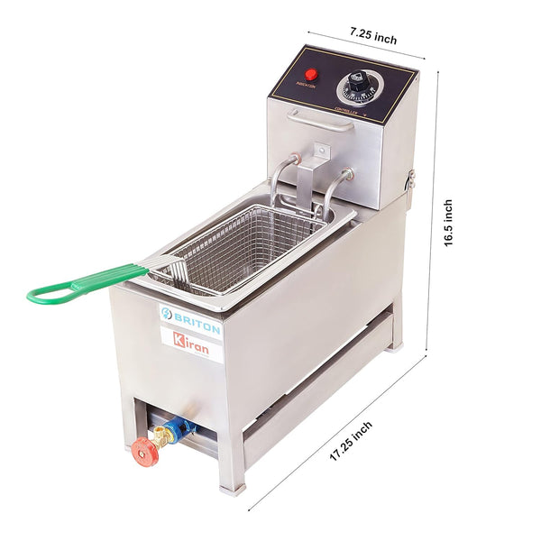 Kiran Enterprise Stainless Steel Electric & Gas 5 Liter Deep Fryer for Restaurant and Kitchen and commercial Use