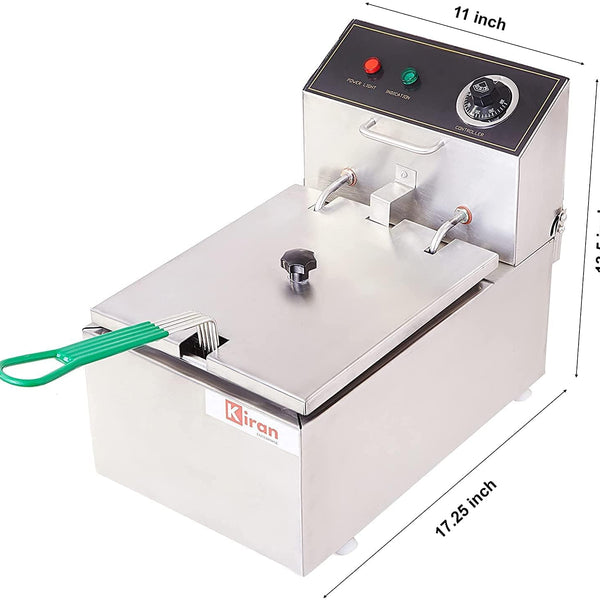 Kiran Enterprise Stainless Steel Electric 8 Liter Deep Fryer for Restaurant and Kitchen and  commercial Use