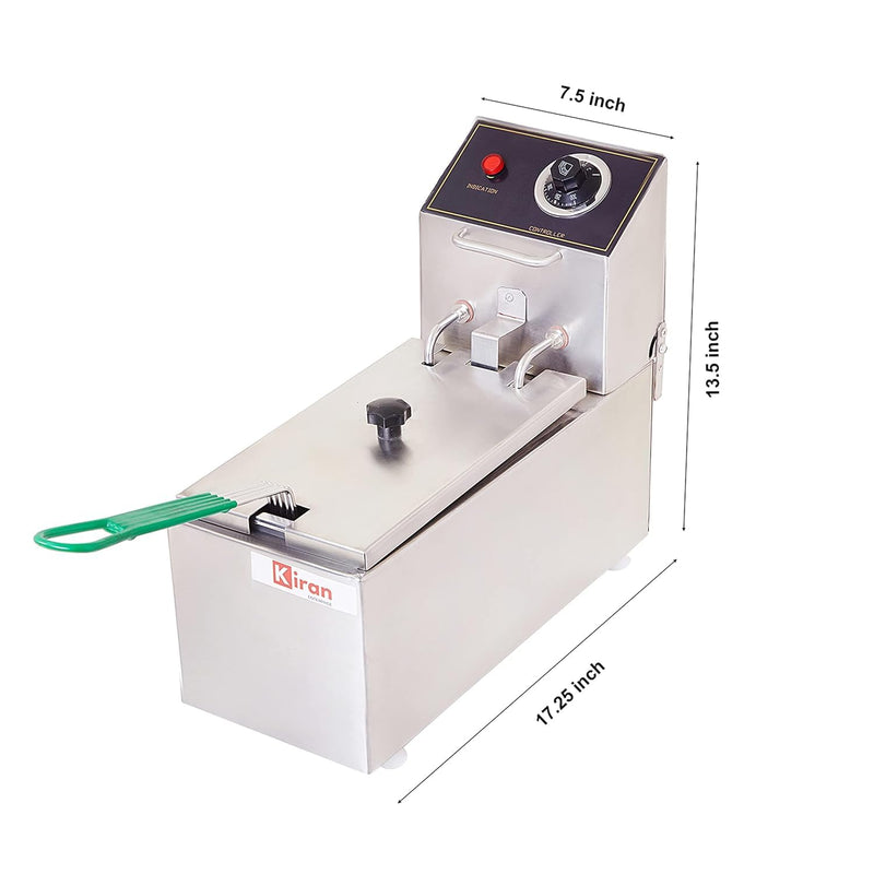 Kiran Enterprise Stainless Steel Electric 5 Liter Deep Fryer for Restaurant and Kitchen and  commercial Use Kiran Enterprise